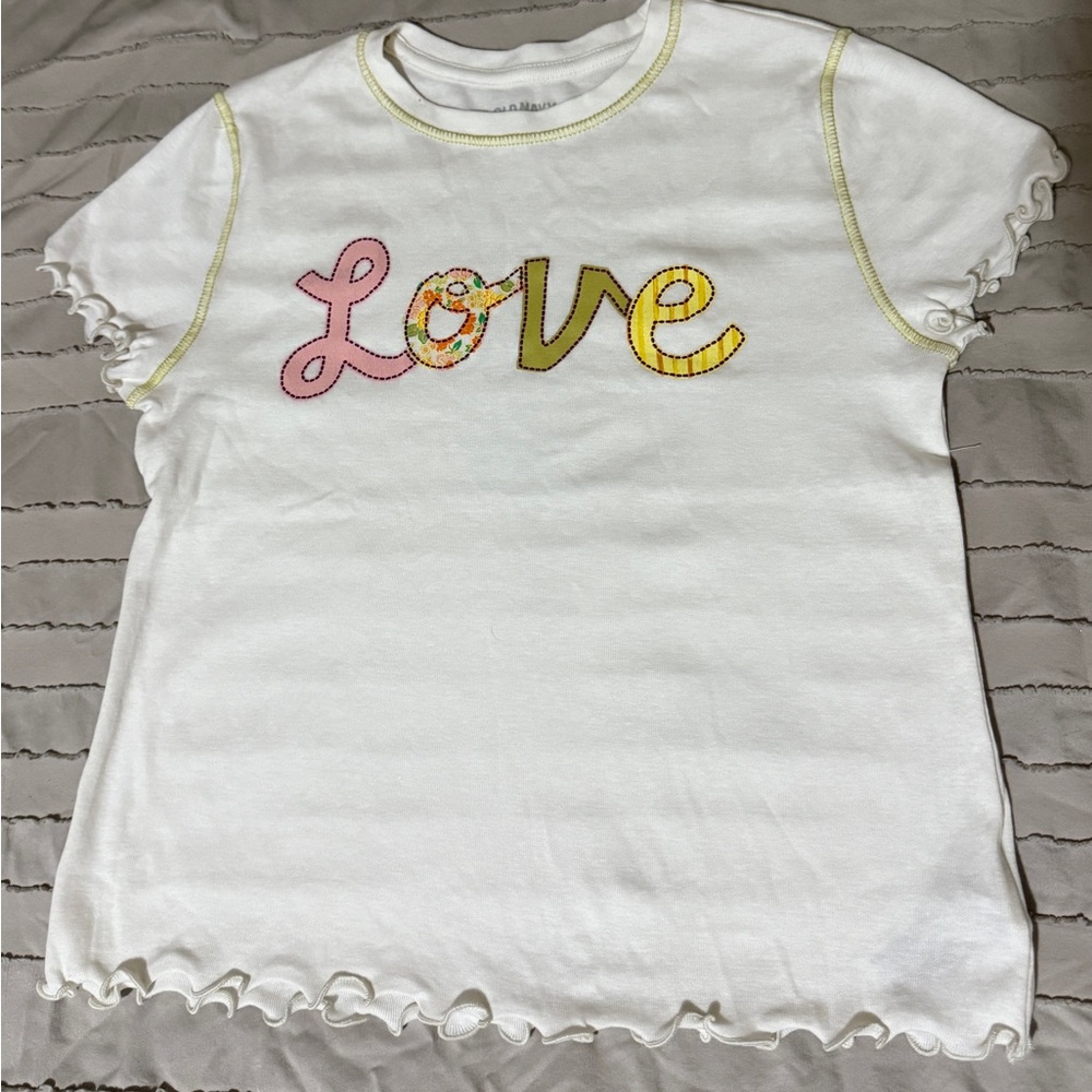 Old Navy White Tee with Colorful 'Love' Design